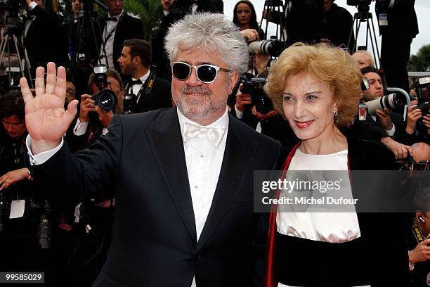 Pedro Almodovar and Marisa Paredes attend the 'You Will Meet A Tall Dark Stranger' premiere at the Palais des Festivals during the 63rd Annual Cannes...