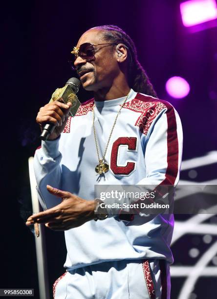 Rapper Snoop Dogg performs onstage during the Summertime in the LBC music festival on July 7, 2018 in Long Beach, California.