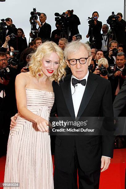 Naomie Watts and Woody Allen attend the 'You Will Meet A Tall Dark Stranger' premiere at the Palais des Festivals during the 63rd Annual Cannes Film...