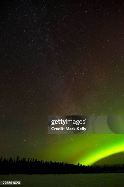 yukon milkyway and aurora - mark kelly photos et images de collection