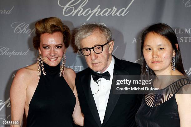 Caroline Gruosi Scheufele, Woody Allen and Soon-Yi Previn attend at the Chopard Lounge Party, at Hotel Martinez, during the 63th international film...