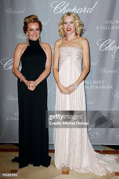 Caroline Gruosi Scheufele and Naomie Watts attend the Chopard Lounge Party, at Hotel Martinez, during the 63th international film festival, on May...