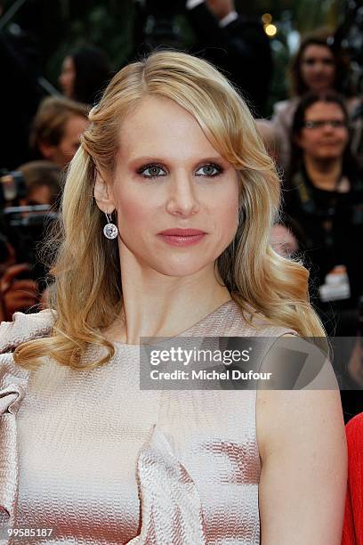 Lucy Punch attends the 'You Will Meet A Tall Dark Stranger' premiere at the Palais des Festivals during the 63rd Annual Cannes Film Festival on May...