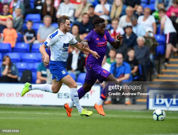 Divock Origi of Liverpool during the pre-season friendly match between Tranmere Rovers and Liverpool at Prenton Park on July 10, 2018 in Birkenhead,...