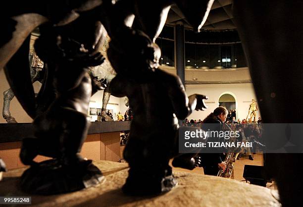 Argentinian musician Javier Girotto plays at Musei Capitolini in Rome on May 15, 2010 during the opening of the "Night of the Museums". The cultural...