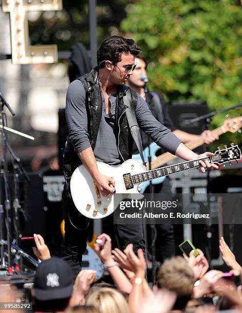 Musician Kevin Jonas performs live at the Grove to kick off the summer concert series on May 15, 2010 in Los Angeles, California.