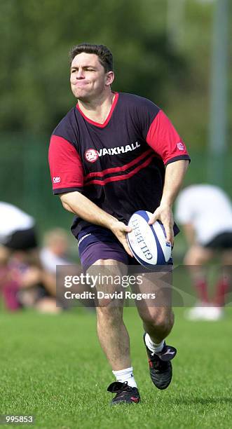 Rod Kafer, the former Australian Wallaby, takes part in Leicester Tiger training at the Oadby Oval, Leicester, England. DIGITAL IMAGE Mandatory...