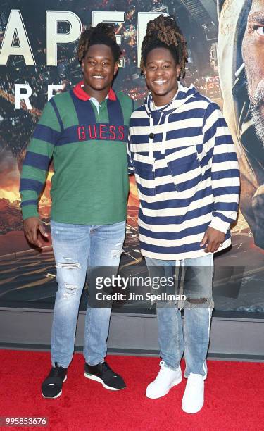 Shaquem Griffin and Shaquill Griffin attend the "Skyscraper" New York premiere at AMC Loews Lincoln Square on July 10, 2018 in New York City.