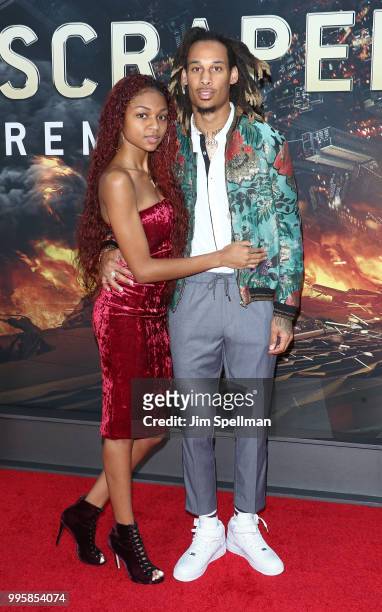 Robby Anderson and guest attend the "Skyscraper" New York premiere at AMC Loews Lincoln Square on July 10, 2018 in New York City.