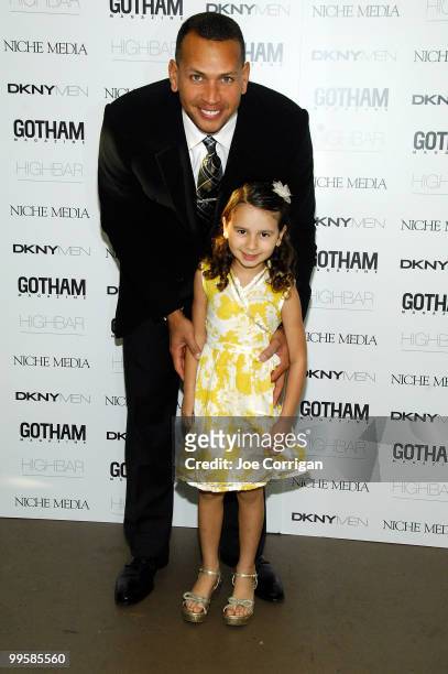New York Yankee third baseman Alex Rodriguez and his daughter Natasha attend the Gotham Magazine Cover Party for Alex Rodriguez at Highbar on May 15,...