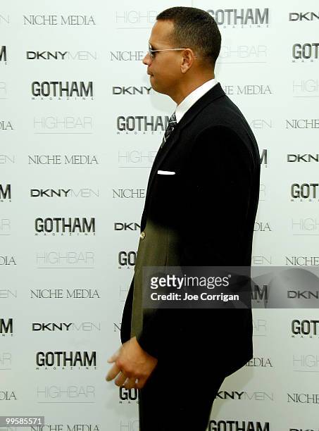 New York Yankee third baseman Alex Rodriguez arrives at the Gotham Magazine Cover Party for him at Highbar on May 15, 2010 in New York City.