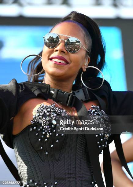 Rapper Ashanti performs onstage during the Summertime in the LBC music festival on July 7, 2018 in Long Beach, California.