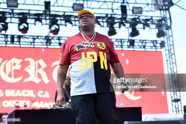 Rapper E-40 performs onstage during the Summertime in the LBC music festival on July 7, 2018 in Long Beach, California.