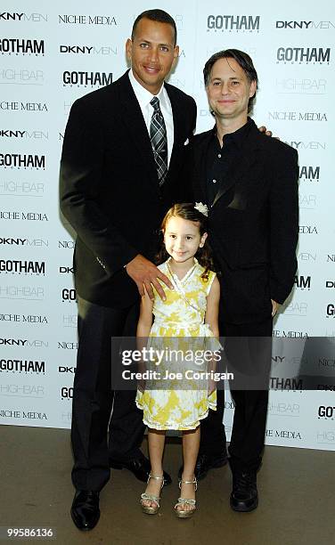 New York Yankee third baseman Alex Rodriguez and daughter Natasha Rodriguez with CEO and founder of Niche media during the Gotham Magazine Cover...