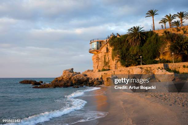 nerja beach and balcon de europa - balcon stock pictures, royalty-free photos & images