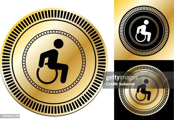wheelchair man disability icon - disabled badge stock illustrations