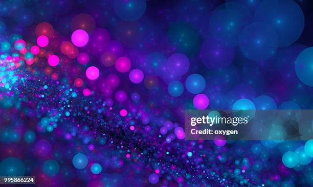 abstract pink and blue spotted bokeh background - abstract glitter stockfoto's en -beelden