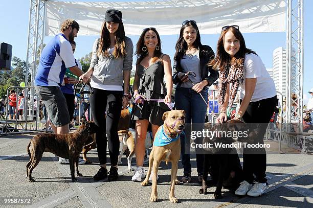 Nikki Phillips and Rose Kelly and Lyndsey Rodrigues and Lizzy Lovett attends the RSPCA Million Paws Walk at Sydney Olympic Park on May 16, 2010 in...