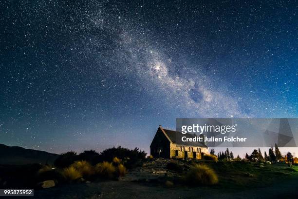 church of the good shepherd - long exposure stars stock pictures, royalty-free photos & images