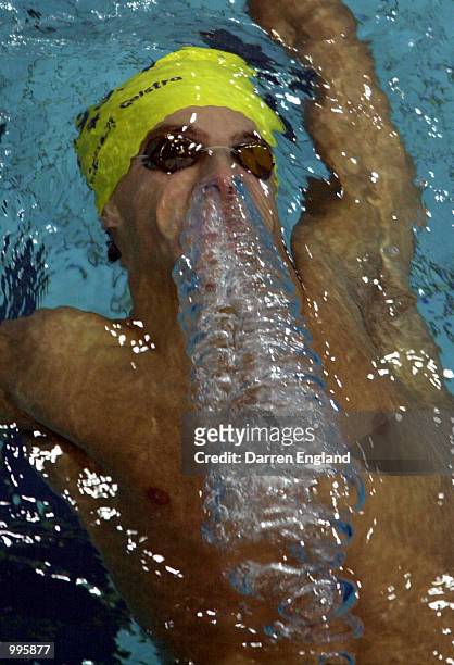Matthew Walsh of Australia in action during the men's 50 metre Backstroke at the Chandler Aquatic Centre during the Goodwill Games in Brisbane,...