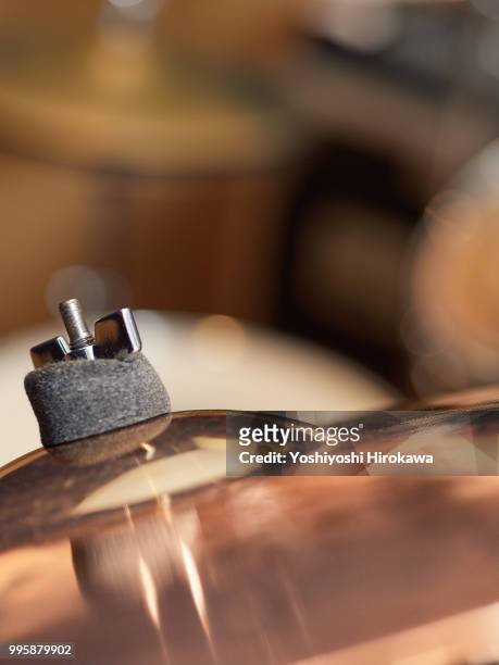 close up of drum set on recording studio - chofu stock pictures, royalty-free photos & images