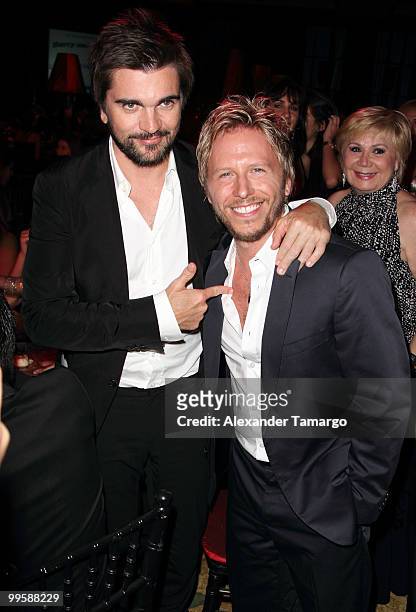 Musicians Juanes and Noel Schajris attend the 8th annual FedEx and St. Jude Angels and Stars Gala at InterContinental Hotel on May 15, 2010 in Miami,...
