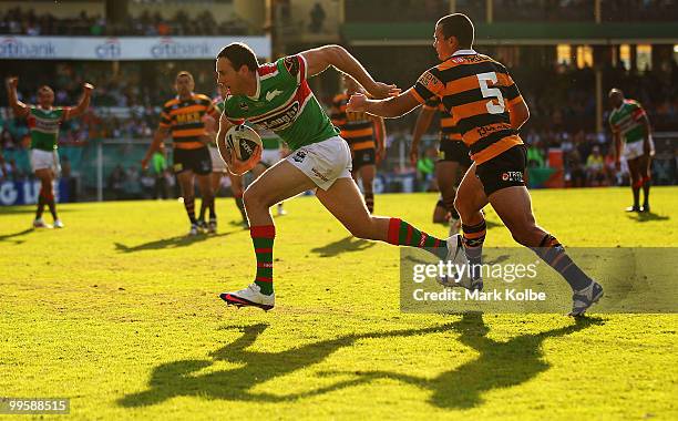 Colin Best of the Rabbitohs crosses for a try during the round ten NRL match between the Wests Tigers and the South Sydney Rabbitohs at Sydney...