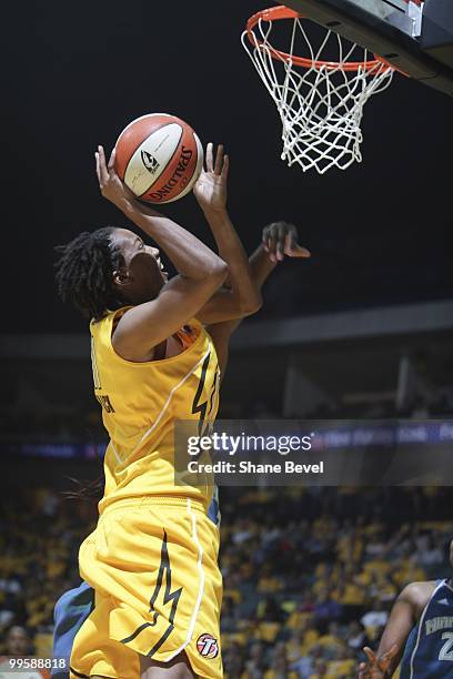 Chante Black of the Tulsa Shock drives to the hoop during the WNBA game on May 15, 2010 at the BOK Center in Tulsa, Oklahoma. NOTE TO USER: User...