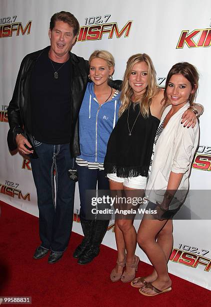 David Hasselhoff poses with TV personalities Stephanie Pratt, Kristin Cavallari and Stacey Hall at KIIS FM's Wango Tango 2010 at the Staples Center...