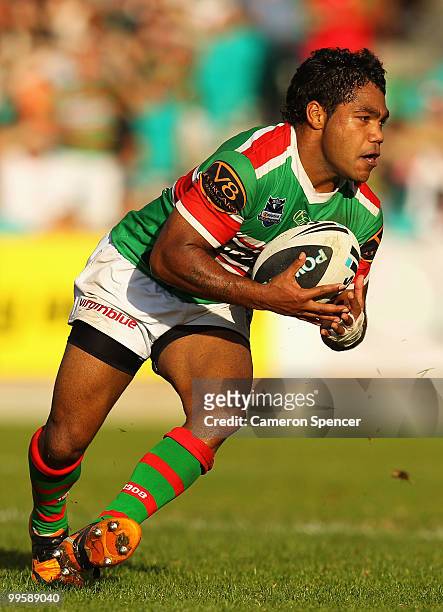 Chris Sandow of the Rabbitohs runs the ball during the round ten NRL match between the Wests Tigers and the South Sydney Rabbitohs at Sydney Cricket...