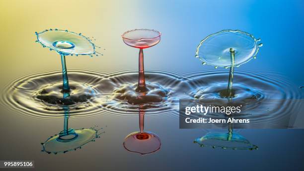 three drops on droplets - cup form - ahrens stock pictures, royalty-free photos & images