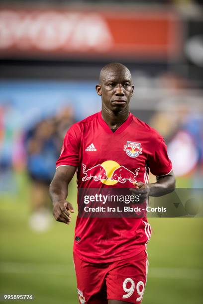 Bradley Wright-Phillips of New York Red Bulls during the Major League Soccer Hudson River Derby match between New York City FC and New York Red Bulls...