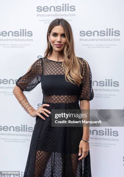 Melissa Jimenez poses during a photocall for Sensilis at the secret garden inside Joieria Rabat on July 5, 2018 in Barcelona, Spain.