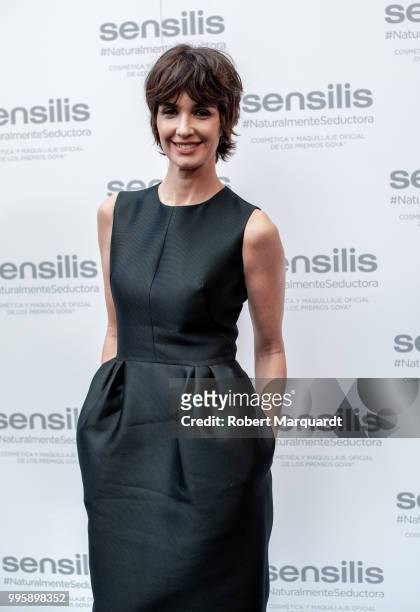 Paz Vega poses during a photocall for Sensilis at the secret garden inside Joieria Rabat on July 5, 2018 in Barcelona, Spain.