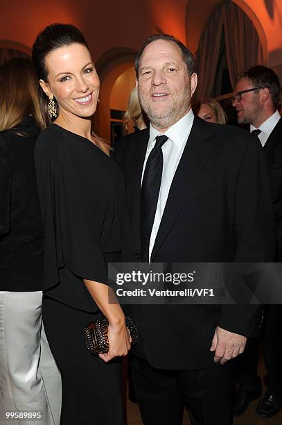 Kate Beckinsale and Harvey Weinstein attend the Vanity Fair and Gucci Party Honoring Martin Scorsese during the 63rd Annual Cannes Film Festival at...