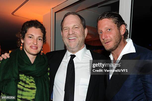 Ginevra Elkann, producer Harvey Weinstein and Lapo Elkann attends the Vanity Fair and Gucci Party Honoring Martin Scorsese during the 63rd Annual...