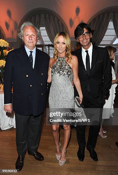 Vanity Fair Editor Graydon Carter, creative director of Gucci Frida Giannini and Gucci President Patrizio di Marco attend the Vanity Fair and Gucci...