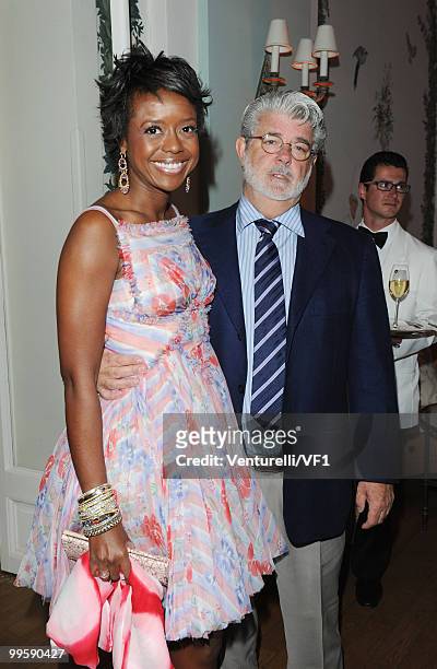 George Lucas and Mellody Hobson attend the Vanity Fair and Gucci Party Honoring Martin Scorsese during the 63rd Annual Cannes Film Festival at the...