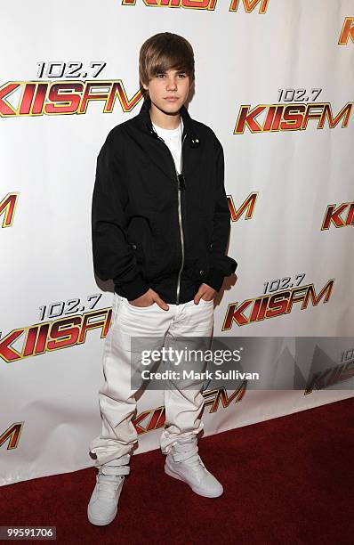 Singer Justin Bieber attends KIIS FM's 2010 Wango Tango Concert at Nokia Theatre L.A. Live on May 15, 2010 in Los Angeles, California.