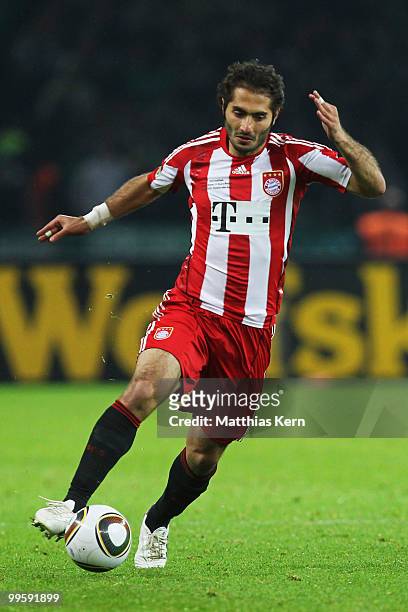 Hamit Altintop of Bayern runs with the ball during the DFB Cup final match between SV Werder Bremen and FC Bayern Muenchen at Olympic Stadium on May...