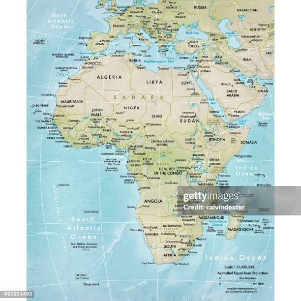 ilustraciones, imágenes clip art, dibujos animados e iconos de stock de mapa físico de áfrica - mapa en relieve