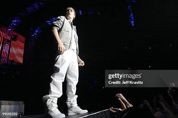 Justin Bieber performs at KIIS FM's 2010 Wango Tango Concert at Nokia Theatre L.A. Live on May 15, 2010 in Los Angeles, California.