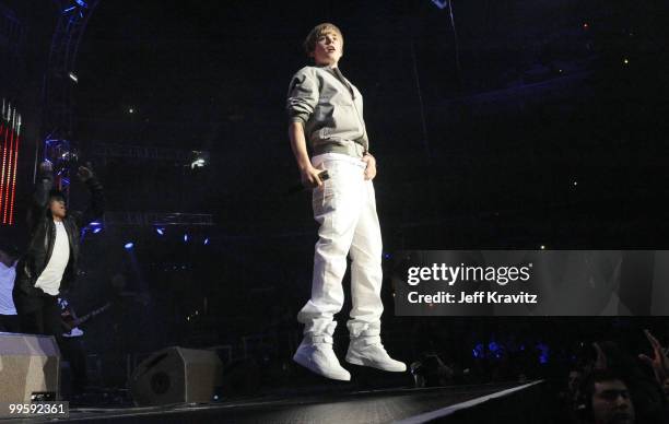 Justin Bieber performs at KIIS FM's 2010 Wango Tango Concert at Nokia Theatre L.A. Live on May 15, 2010 in Los Angeles, California.