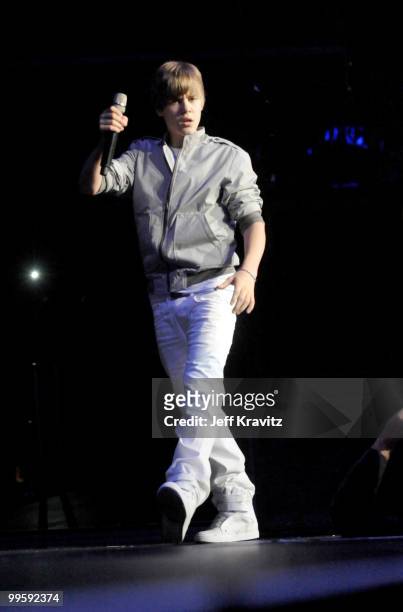 Justin Bieber performs at KIIS FM's 2010 Wango Tango Concert at Nokia Theatre L.A. Live on May 15, 2010 in Los Angeles, California.