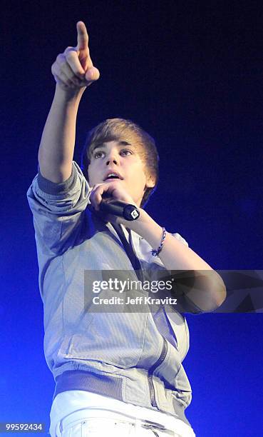 Justin Bieber performs at KIIS FM's 2010 Wango Tango Concert at Nokia Theatre L.A. Live on May 15, 2010 in Los Angeles, California.