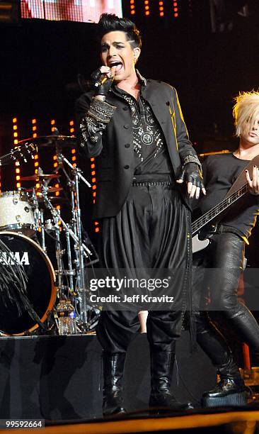 Adam Lambert performs at KIIS FM's 2010 Wango Tango Concert at Nokia Theatre L.A. Live on May 15, 2010 in Los Angeles, California.