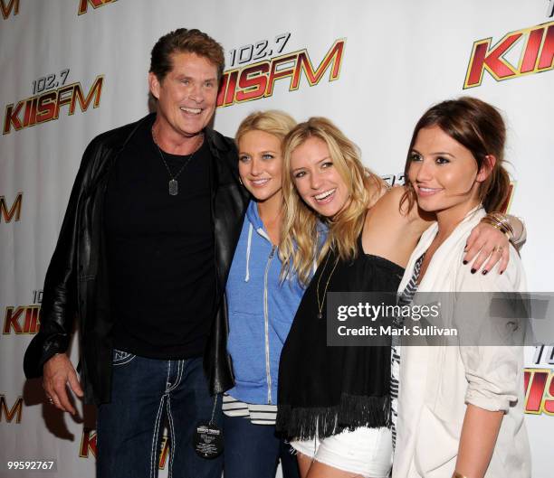 Actor David Hasselhoff with television personalities Stephanie Pratt, Kristin Cavallari and Stacey Hall attend KIIS FM's 2010 Wango Tango Concert at...