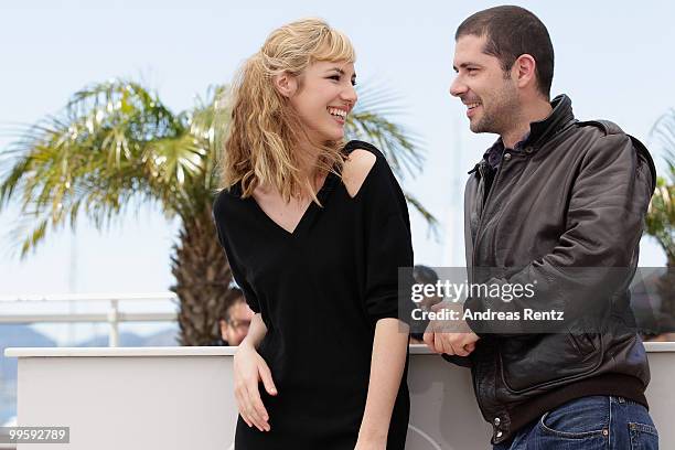 Actress Louise Bourgoin and actor Melvil Poupaud attend the "Black Heaven" Photocall at the Palais des Festivals during the 63rd Annual Cannes Film...