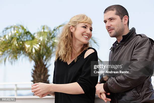 Actress Louise Bourgoin and actor Melvil Poupaud attend the "Black Heaven" Photocall at the Palais des Festivals during the 63rd Annual Cannes Film...