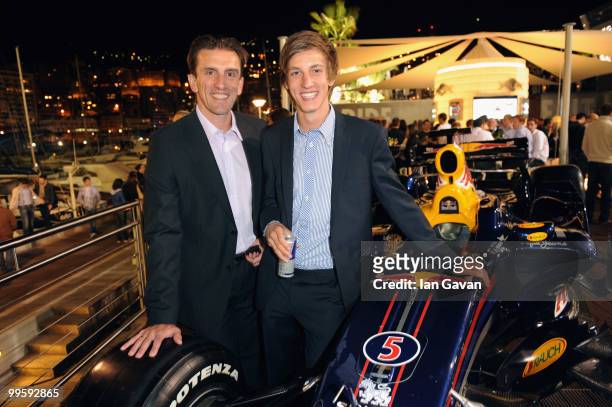 Austrian ski jumper Gregor Schlierenzauer and Austrian luger Markus Prock attend the Red Bull Formula 1 Energy Station on May 15, 2010 in Monaco,...